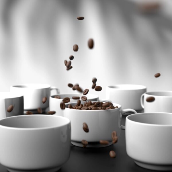 Coffee cup and coffee beans