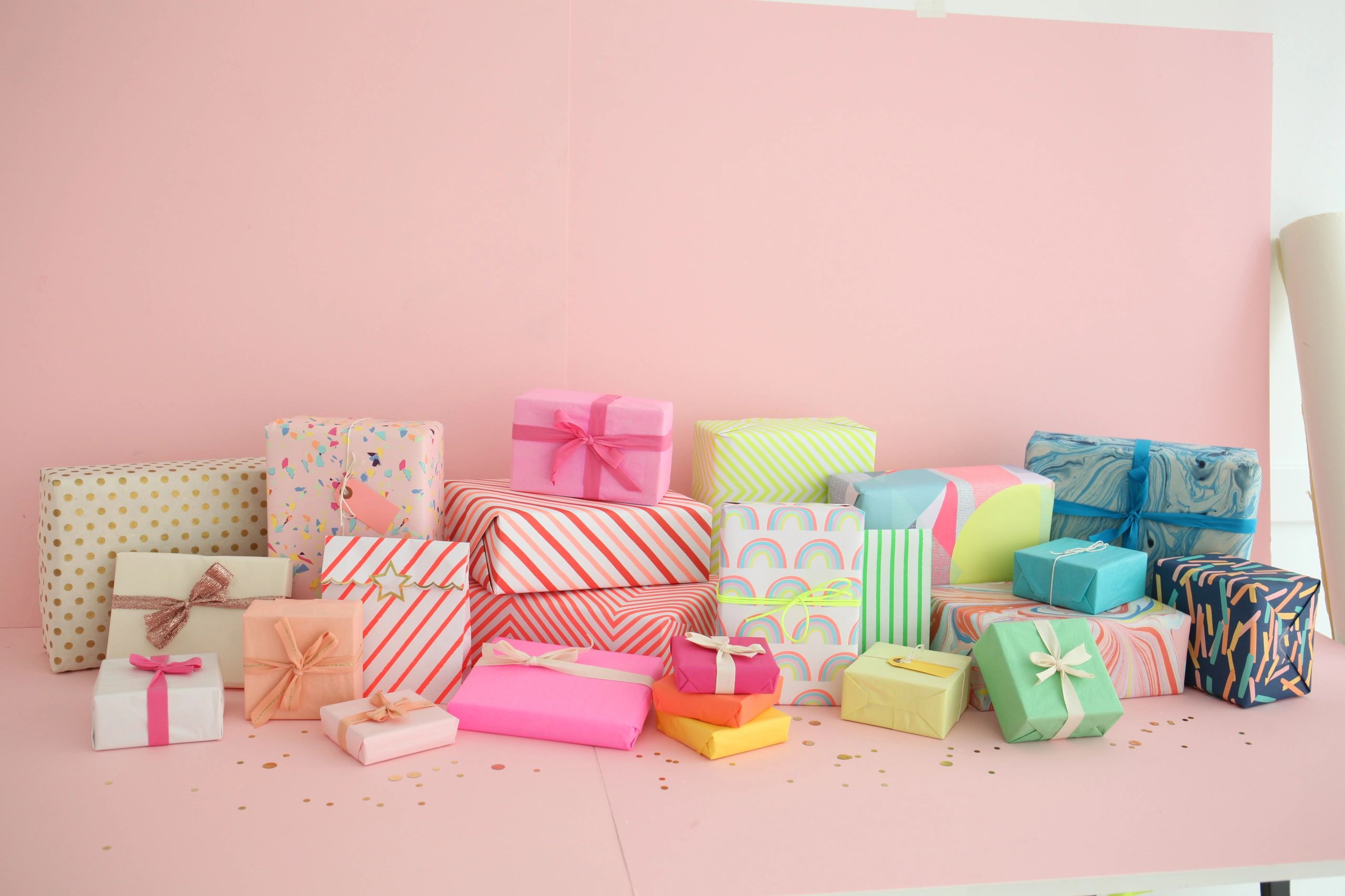 Colorful gift products arranged for custom order inspiration